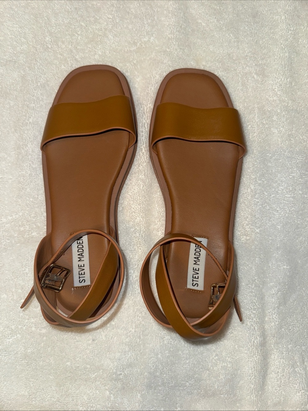 Steve Madden Tan Brown Ankle-Strap Slide Sandals
